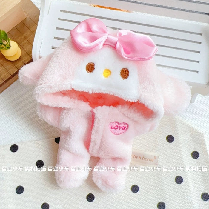 17cm Labubu Sitting Party Macaron Pastel Pink Rabbit Plush Onesie | Replacement Outfit for Plush/Vinyl Keychain Charms (Clothes Only)
