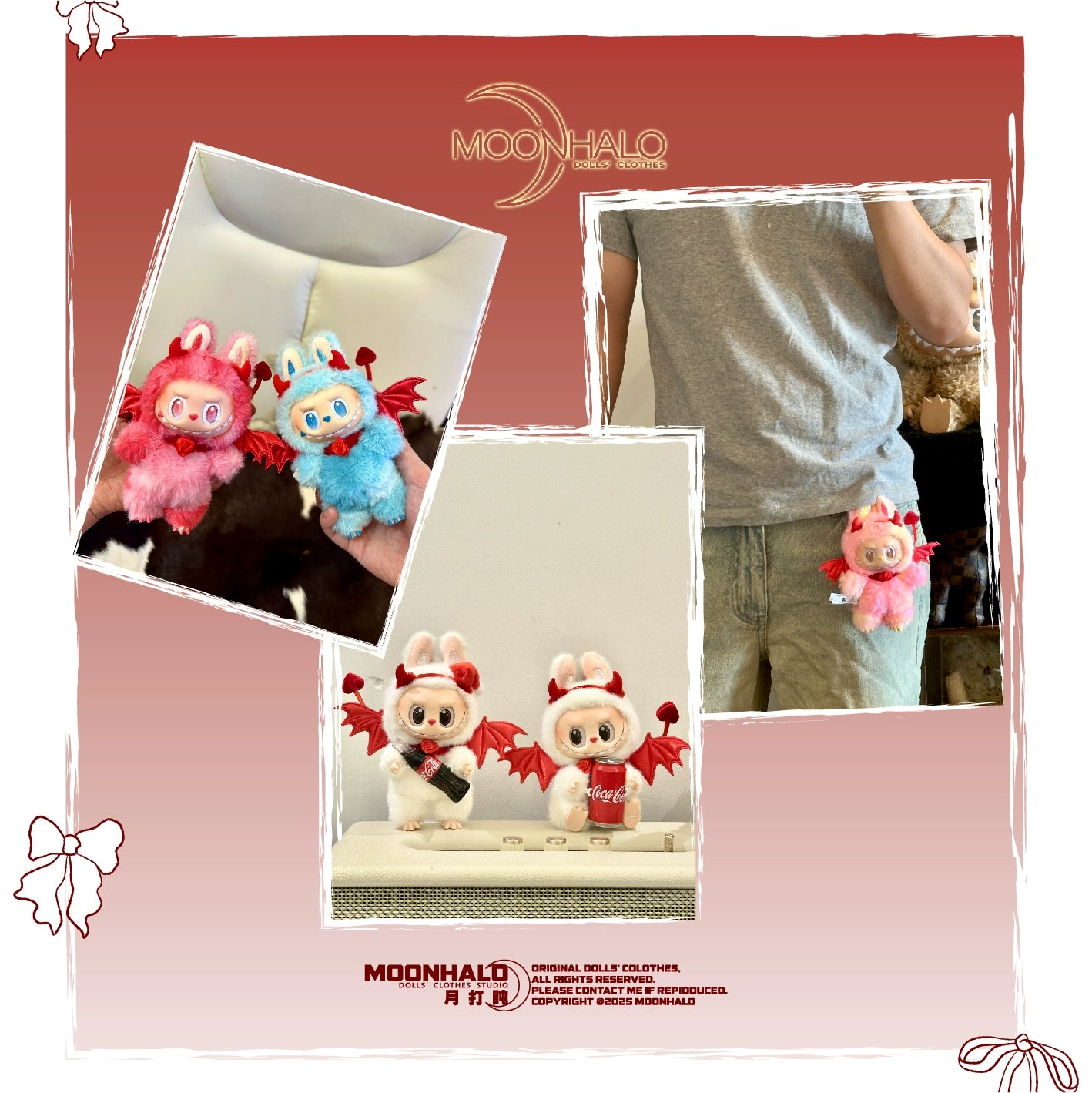 17cm Labubu Halloween Trick-or-Treat Red Devil Outfit Set | Wings, Tail & Horns Included