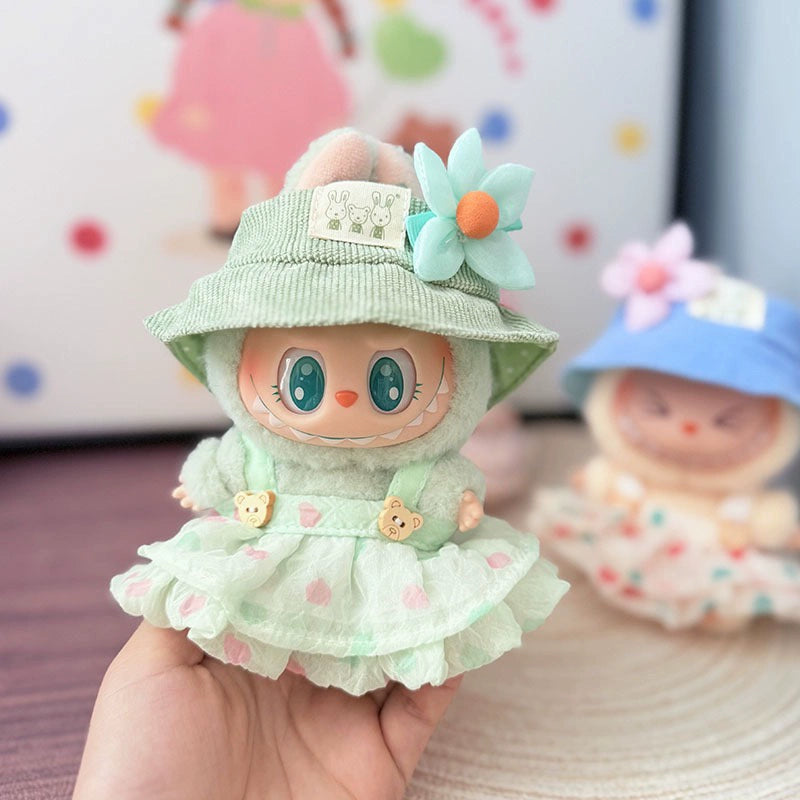 [Clothes Only] Gen 1-2 Labubu Clothing Accessories | Cute Crinkled Gauze Heart Dress for Sitting Dolls