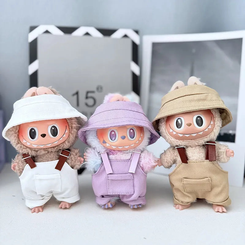 NEW Labubu 10cm Overalls Set - Denim+Pocket Belt Fits Gen1/2/3 (No Doll)