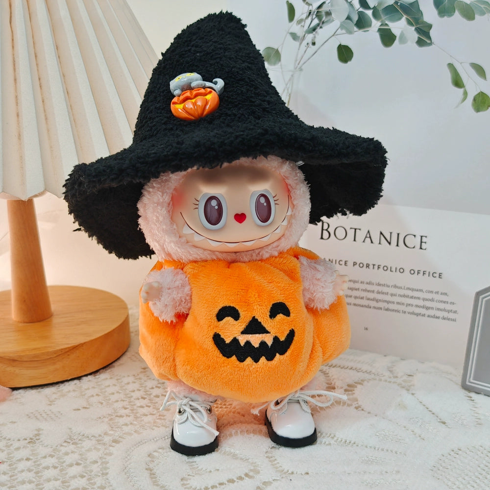 POP MART Labubu Halloween Pumpkin Outfit - Vinyl Doll Costume for Spooky Party