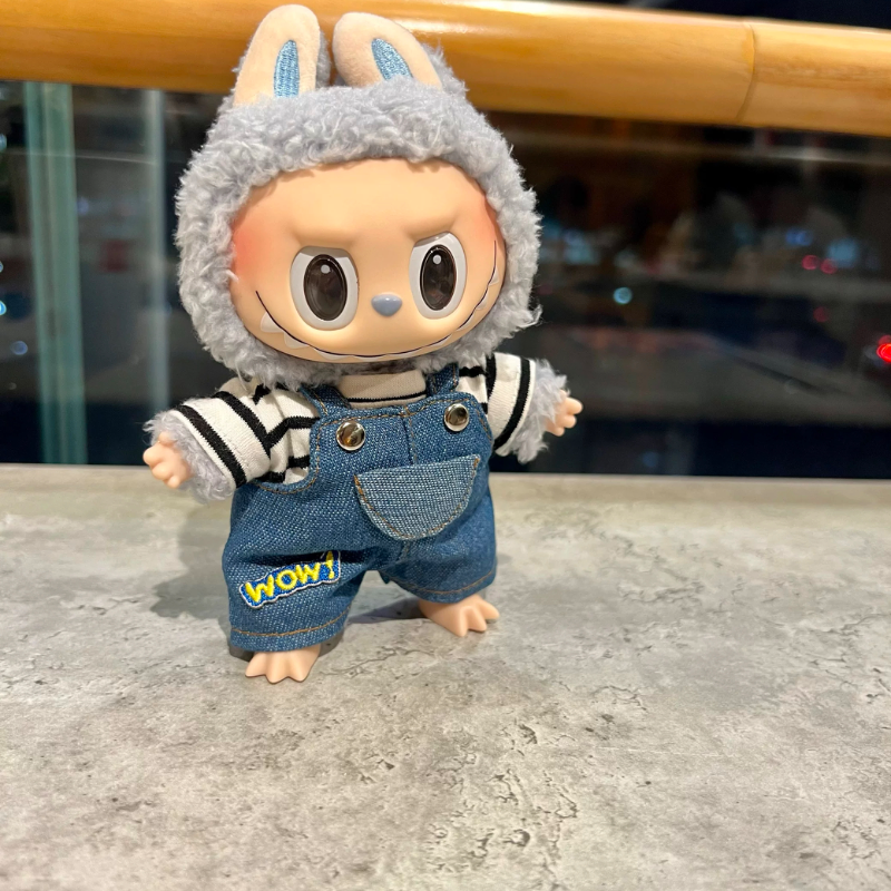 POP MART Labubu WOW Series Doll Clothes - Macaron Vinyl Face Cool Outfit for 17cm Figures (No Doll Included)