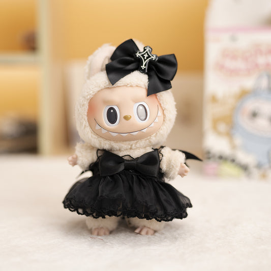 Labubu Keychain Dark Angel Dress - Black Devil Chiffon Skirt for Plush Doll Clothes Change