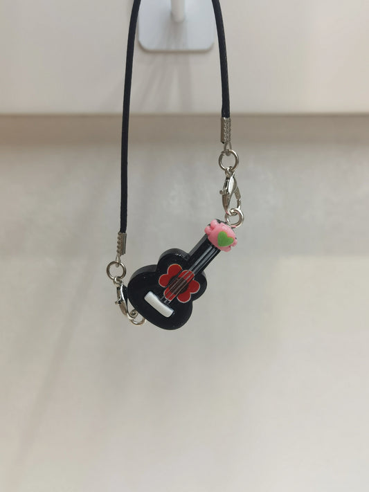 Dollhouse Mini Guitar Pendant - Labubu Necklace Accessory for Cute Vinyl Doll Decor