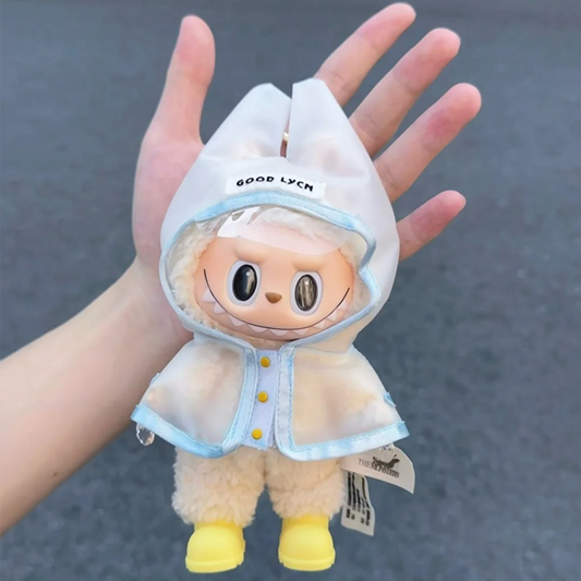 17cm LABUBU Transparent Raincoat Outfit | Clothes Only (No Doll & Shoes)