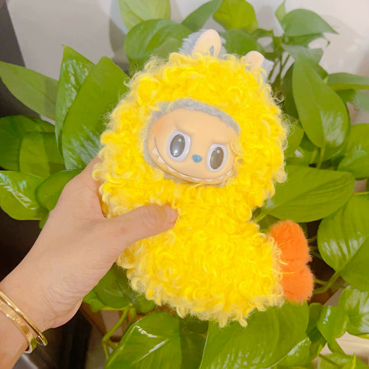 Handmade LABUBU 'Tempura Shrimp' Pullover Outfit - Complete Crochet Costume for 1st/2nd/3rd Gen Vinyl Keychain Figures, Cute Food-Themed Doll Clothing