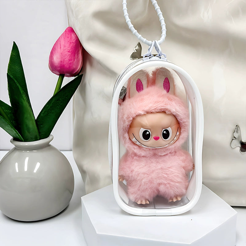 10.5cm Labubu 4th Gen Heart Code Series Clear Acrylic Protective Case | 3mm Thick Dust-Proof Storage & Collectible Carrier for Mini Keychain Charms