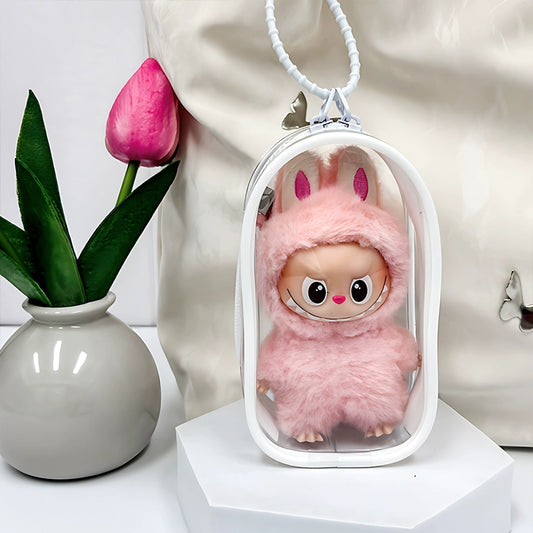 10.5cm Labubu 4th Gen Heart Code Series Clear Acrylic Protective Case | 3mm Thick Dust-Proof Storage & Collectible Carrier for Mini Keychain Charms