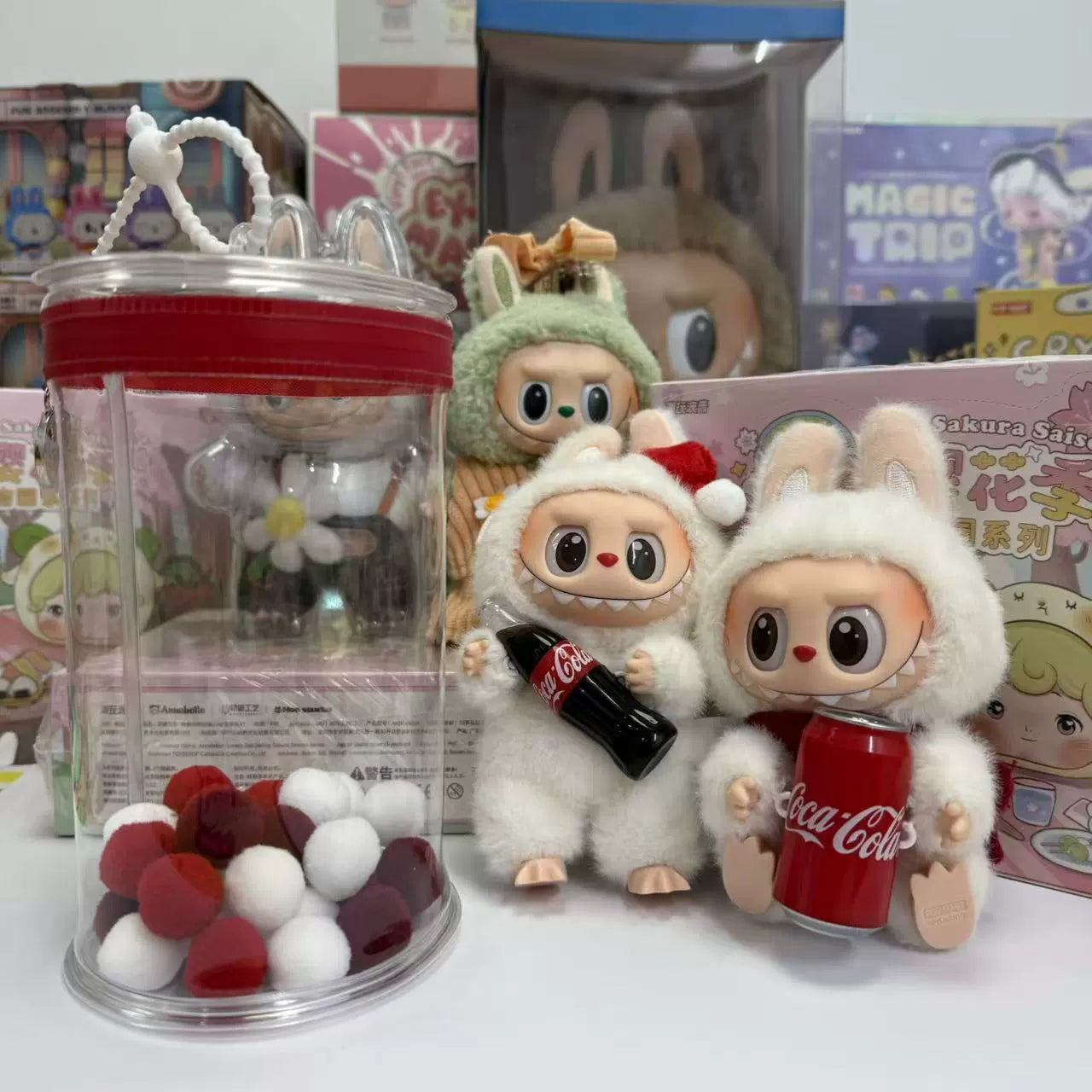 Labubu Protective Case - Cola Clear Acrylic Dust Cover Display Box Vinyl Figure Case