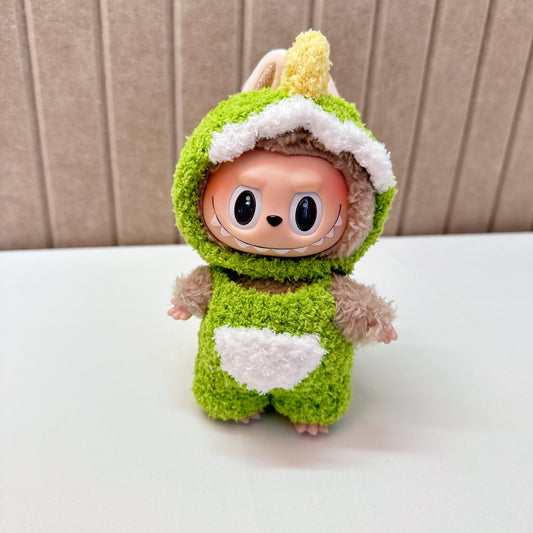 Labubu 17cm Blind Box Charm & Handmade Crocheted Dinosaur Outfit Set