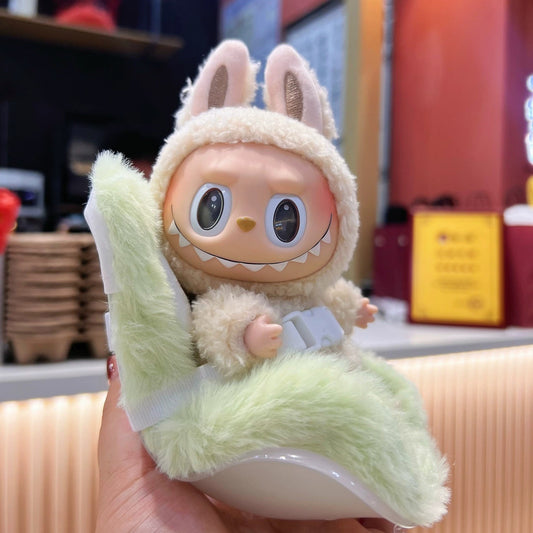 Labubu Sofa Seat | Plush Doll Car Dashboard Decor & Desktop Ornament | Cute Figurine Holder for Car & Home Display