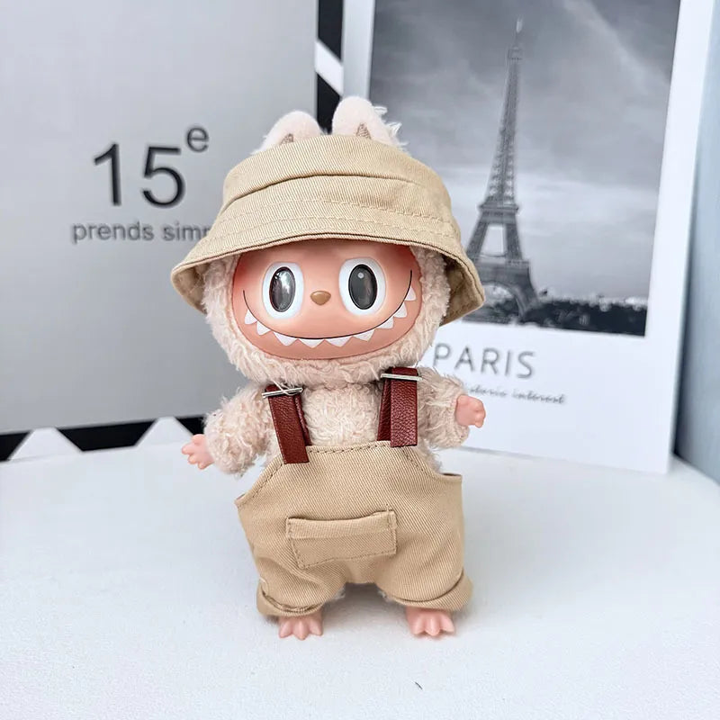 NEW Labubu 10cm Overalls Set - Denim+Pocket Belt Fits Gen1/2/3 (No Doll)