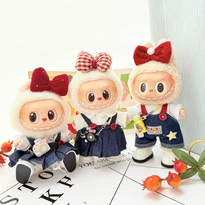 Labubu Blind Box Outfit - Vinyl Face Keychain Clothes for Sitting Party Doll