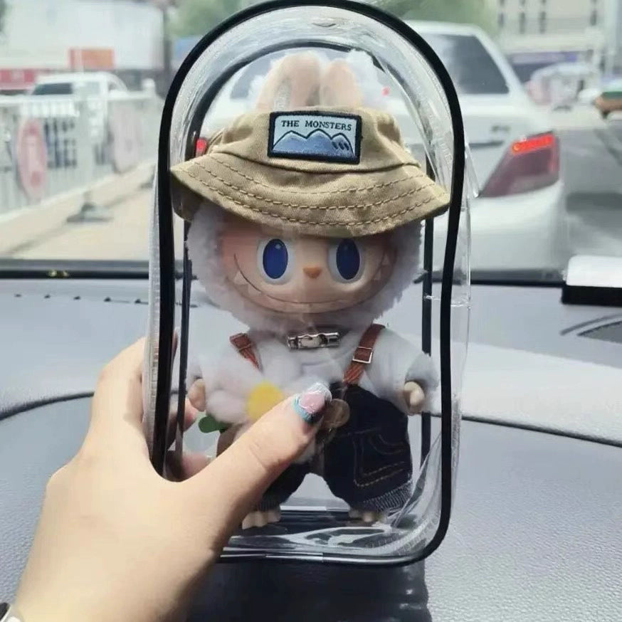 Labubu Vinyl Protective Cover & Cotton Doll Itabag | Sitting Party Series Doll Carrier for Outings