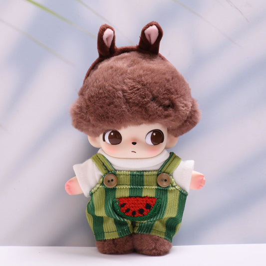 DIMOO WORLD Outfit Set - Watermelon Overalls & T-Shirt for Blind Box Keychain Doll