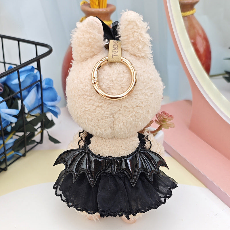 17cm Labubu Dark Angel Dress - Macaron Keychain Outfit for Gothic Doll Clothes Change