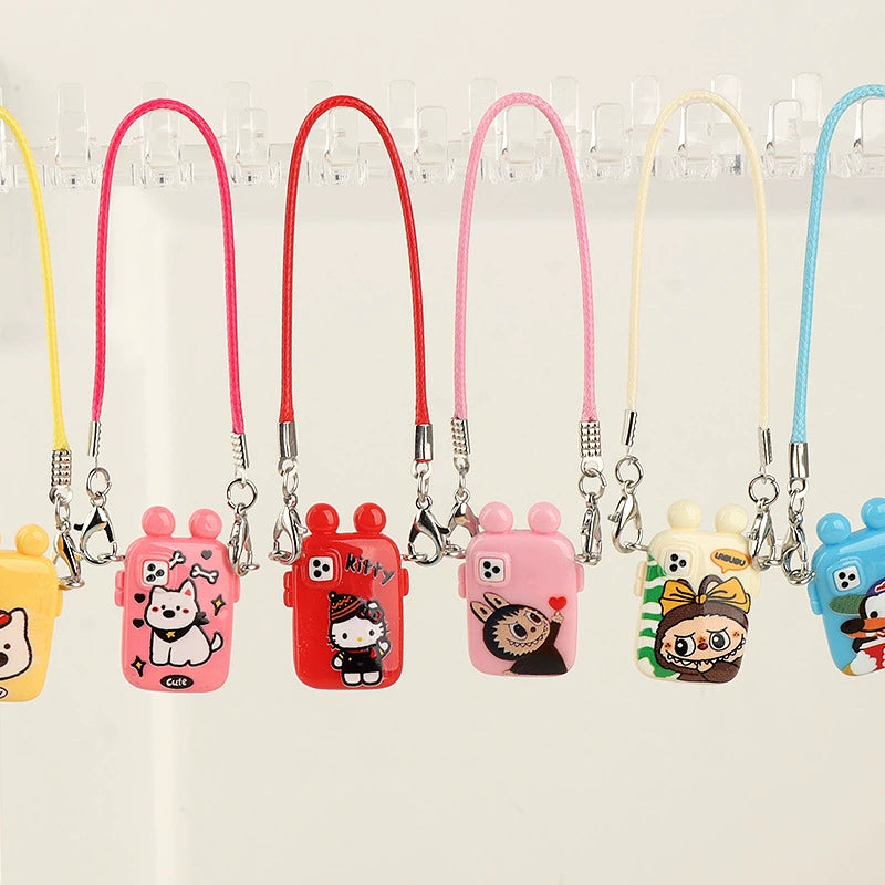 Labubu Mini Phone Charm - Kawaii Vinyl Pendant for Keychains
