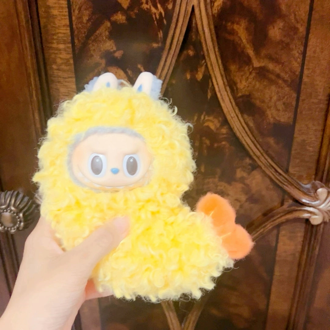 Handmade LABUBU 'Tempura Shrimp' Pullover Outfit - Complete Crochet Costume for 1st/2nd/3rd Gen Vinyl Keychain Figures, Cute Food-Themed Doll Clothing