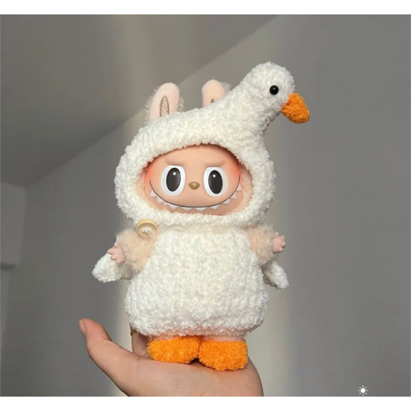 17cm Labubu Gen 1-3 Handmade Macaron Vinyl/Plush-Compatible Outfit Set | Clothes Only with Detachable Keychain Charm for Collectible Dolls