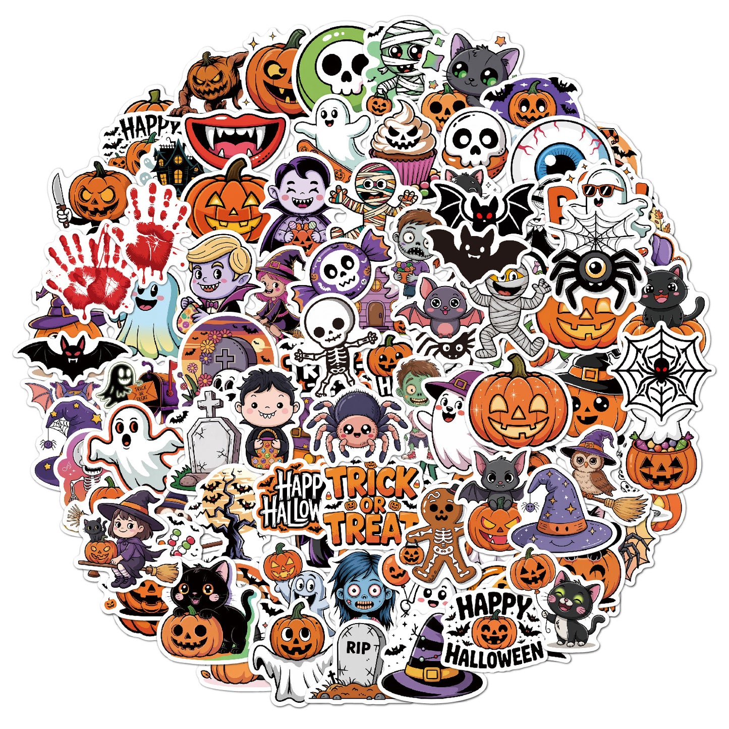 2025 Halloween Stickers - Holographic Waterproof Decals for Cups, Party Gifts, Decor
