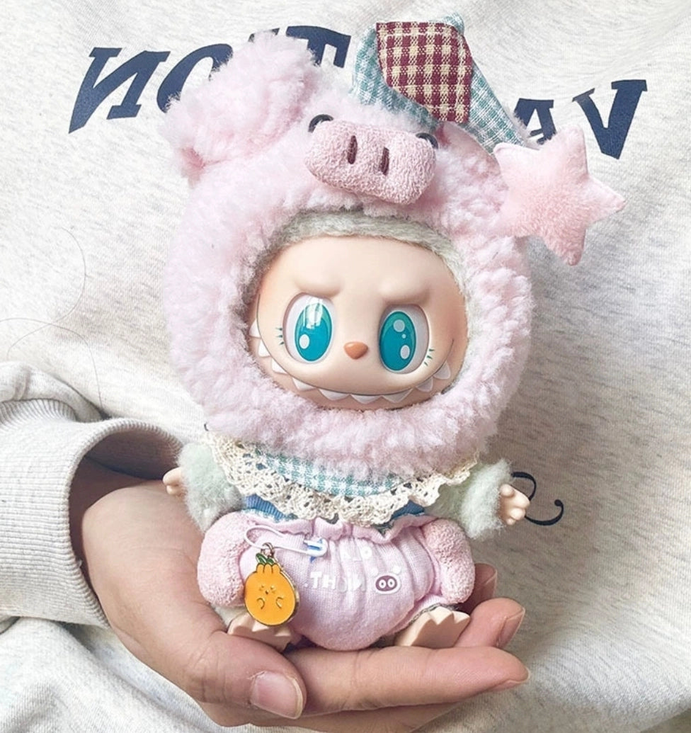 LABUBU Holiday Outfit Set - Christmas & Birthday Dress for 1st/2nd Gen 17cm Vinyl Keychain Figures, Festive Doll Clothes with Seasonal Accessories