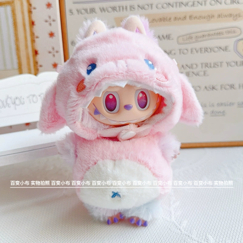 Labubu 3D Animal Costume Set - Dino/Shark/Bee Outfits for Gen1/2/3 Vinyl Dolls (17cm)