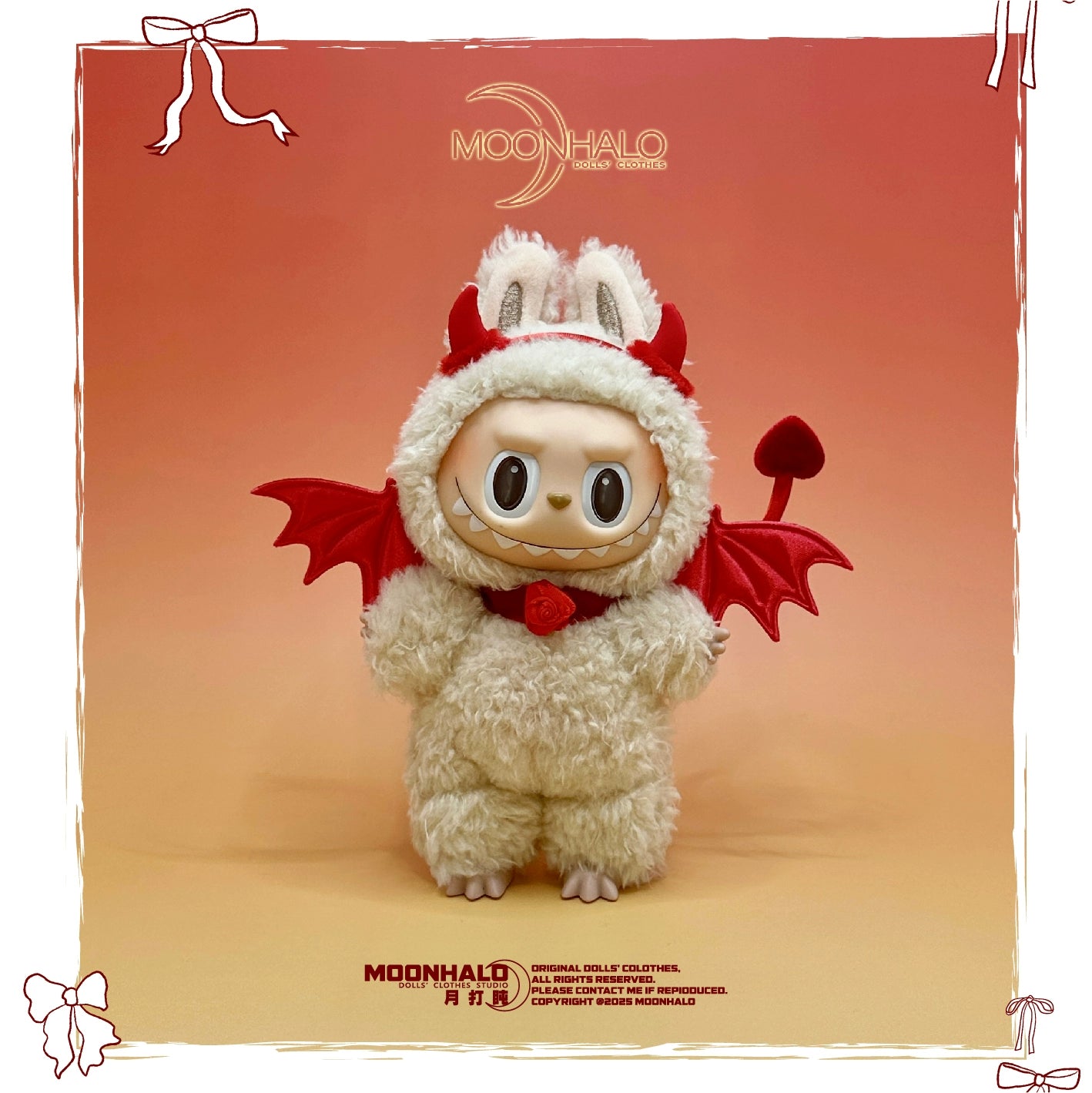 17cm Labubu Halloween Trick-or-Treat Red Devil Outfit Set | Wings, Tail & Horns Included