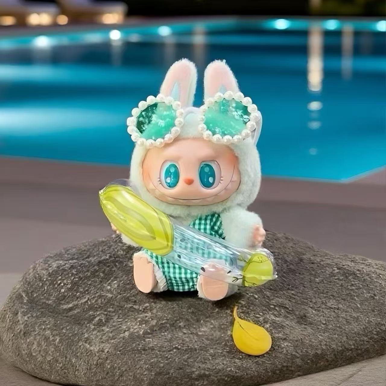 LABUBU Seaside Beach Cute & Super Adorable Doll Outfits & Accessories | Summer Surfing Inflatable Ring, Bikini, Pearl Glasses & Vacation Accessories