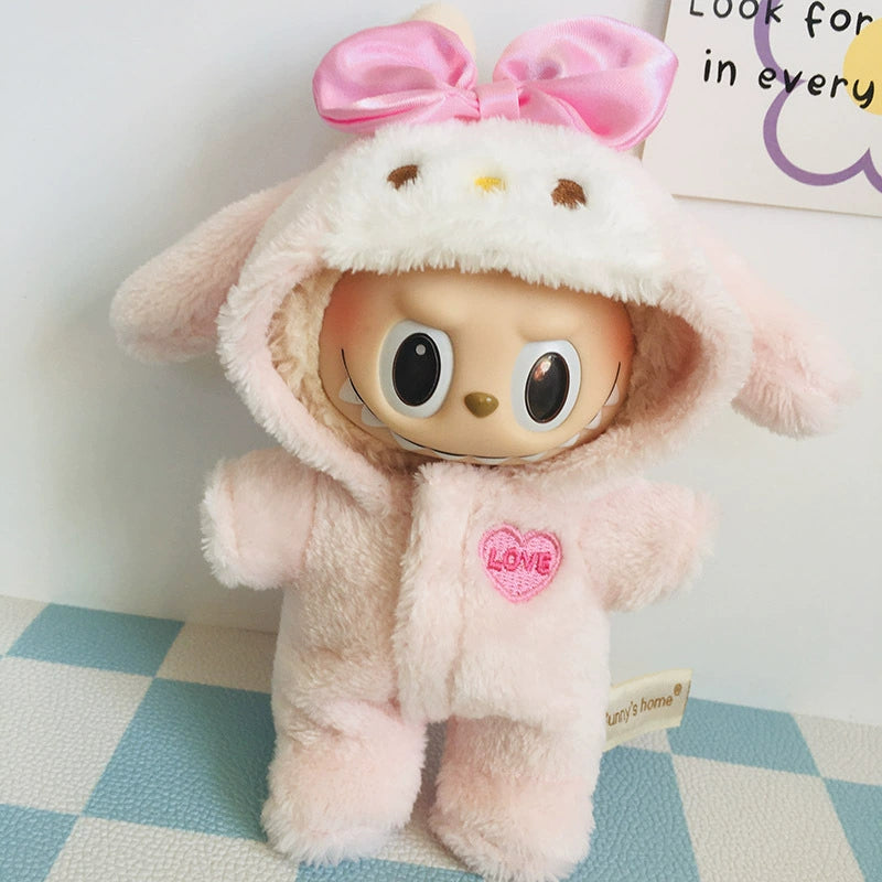 17cm Labubu My Melody Onesie - Cute Outfit for Keychain Doll Clothes Blind Box