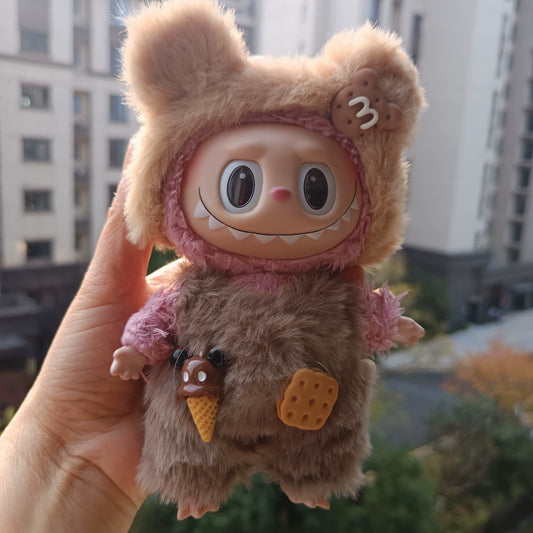 17cm Labubu Vinyl Keychain Charms Replacement Outfit Set (Clothes Only) for Collectible Dolls