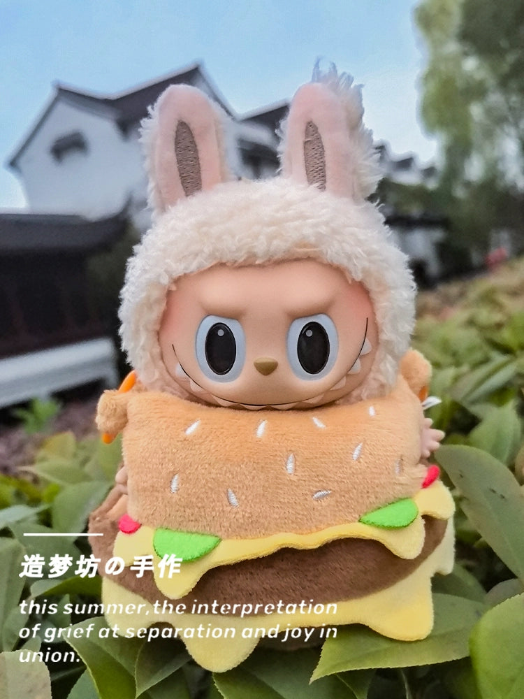 POP MART Labubu Doll Clothes - 'High Energy' Hamburger Costume for Gen 1/2/3 Vinyl Figures 17cm (No Doll Included) | Plush Keychain Outfit