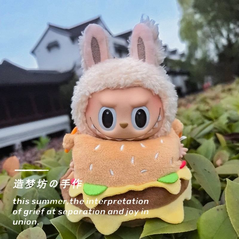 POP MART Labubu Doll Clothes - 'High Energy' Hamburger Costume for Gen 1/2/3 Vinyl Figures 17cm (No Doll Included) | Plush Keychain Outfit