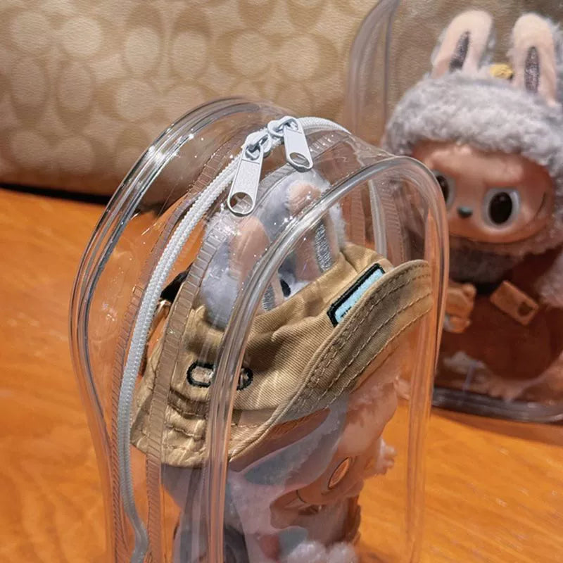 PVC Transparent Crossbody Bag | Dust-Proof Display Storage for Labubu & Cotton Dolls