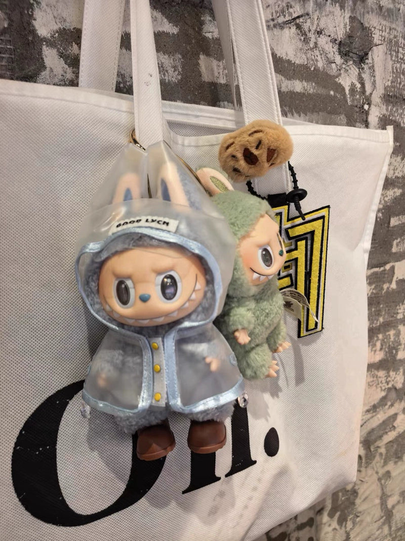 Labubu Doll Raincoat - Clear PVC Outfit Fits Gen1/2/3 (No Doll & Shoes)