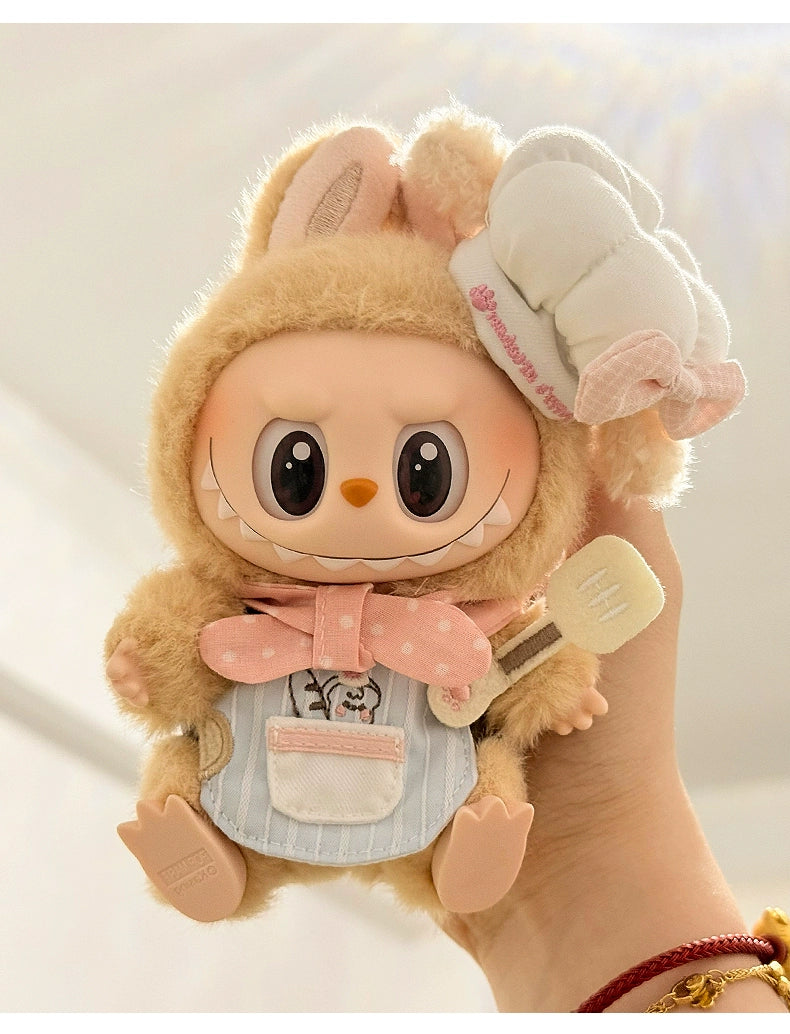 17cm Labubu Chef Costume Set | Handmade Vinyl-Compatible Clothes with Apron & Chef Hat for Collectible Dolls