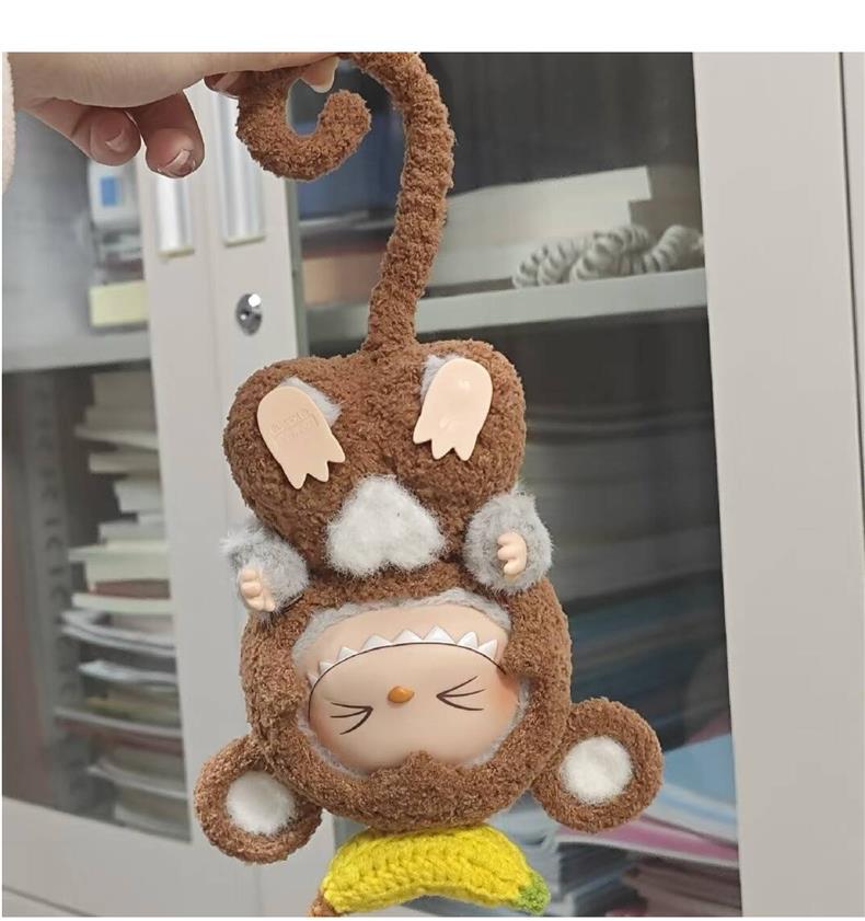 17cm Labubu Gen 1-3 Handmade Macaron Vinyl/Plush-Compatible Outfit Set | Clothes Only with Detachable Keychain Charm for Collectible Dolls