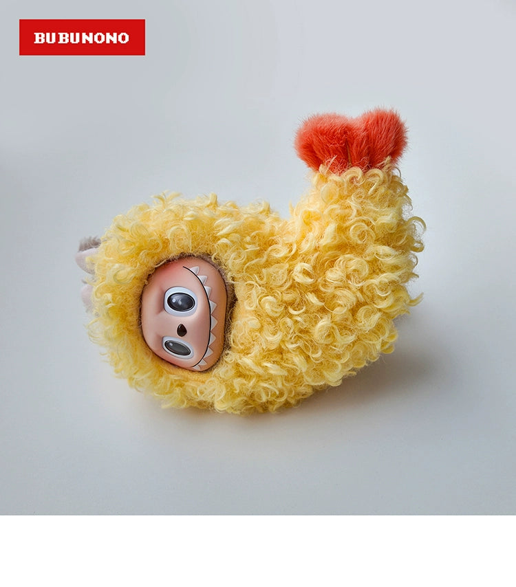 Labubu Tempura Shrimp Outfit - Crispy Ebi Fry Costume for 17cm Vinyl Dolls