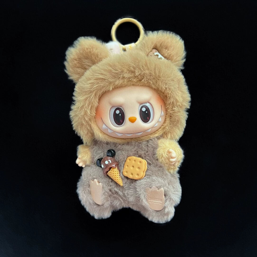 17cm Labubu Gen 1-3 Fuzzy Plush-Like Animal Outfit Set | Vinyl-Compatible Clothes Only for Collectible Dolls