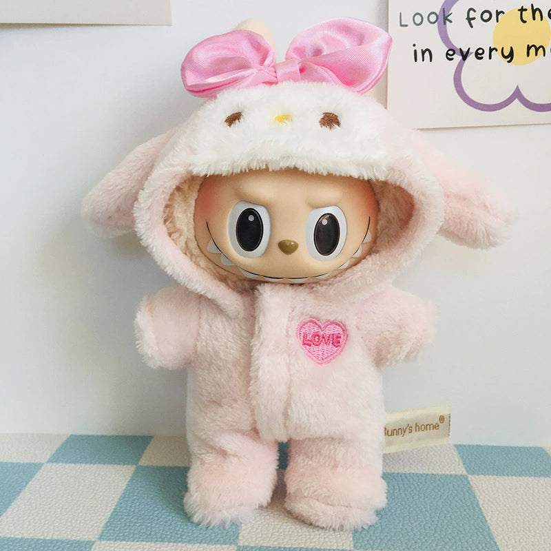 17cm Labubu My Melody Onesie - Cute Outfit for Keychain Doll Clothes Blind Box