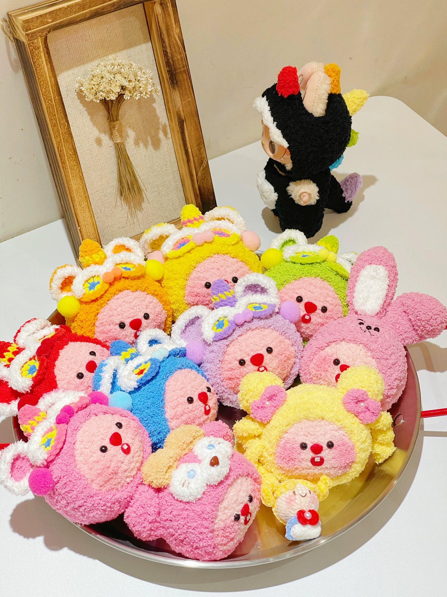 Labubu Vinyl & Plush Keychain | Handmade Crocheted Dinosaur Outfits | Replacement Clothes for Bag Charm Dolls