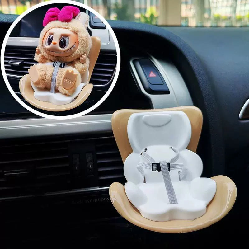 Labubu-Compatible Mini Car Safety Seat | Vehicle Doll Figurine, Dashboard Ornament & Car Interior Decor