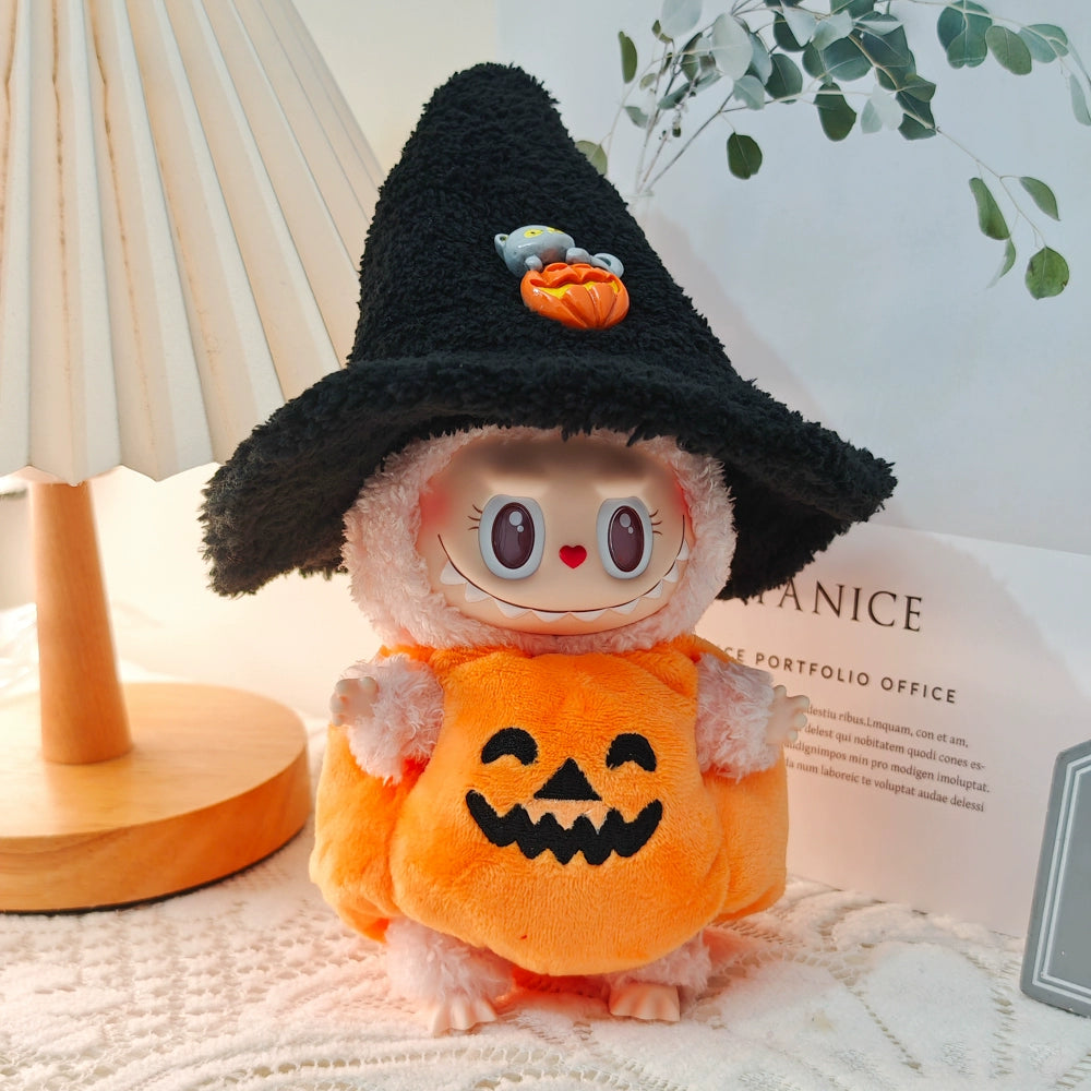 POP MART Labubu Halloween Pumpkin Outfit - Vinyl Doll Costume for Spooky Party