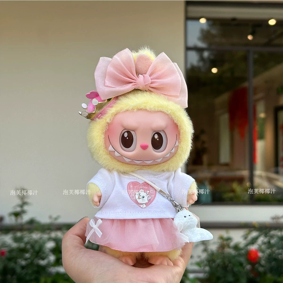 Labubu Crybaby Outfit - Green Dress & Hair Accessories for Vinyl Blind Box Keychain