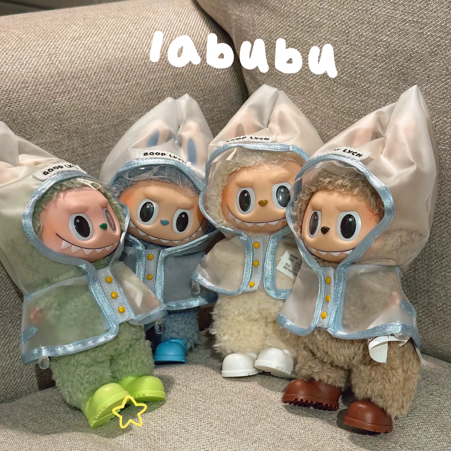 Labubu Raincoat Outfit Set - Waterproof Clothes for Keychain Doll Change (No Boots)