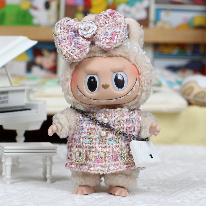 17cm Labubu Macaron Outfit - Blushing Face Vinyl Doll Clothes for Series 1/2/3