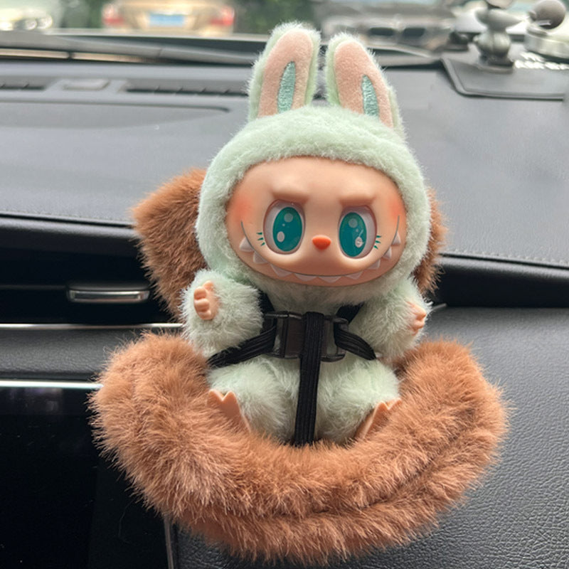POP MART Labubu Pink Plush Car Decor - Cute Air Vent Clip-On Plushie for Vehicle Interior | Non-Slip Dashboard/Seat Decoration