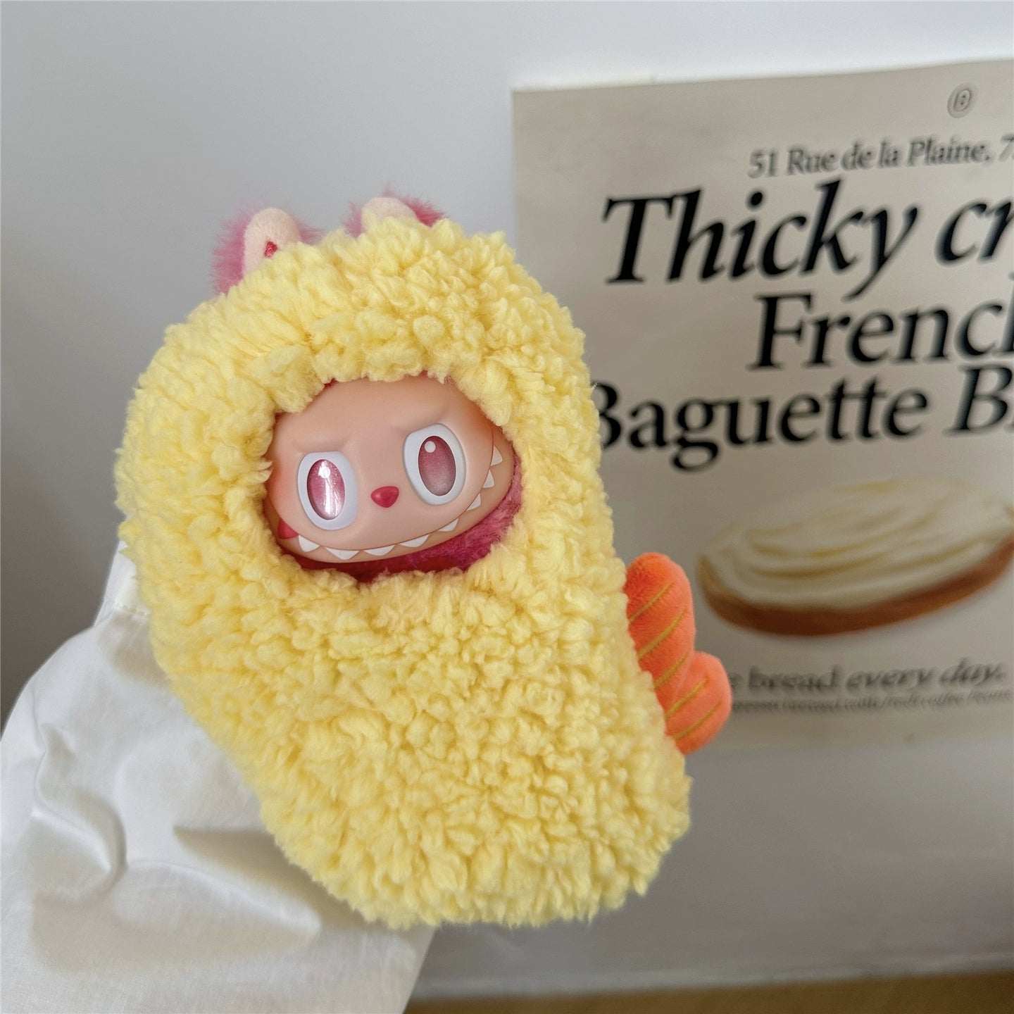 Labubu Fried shrimp Doll Clothes - Crunchy Texture Fabric + Bendable Tail (No Doll)