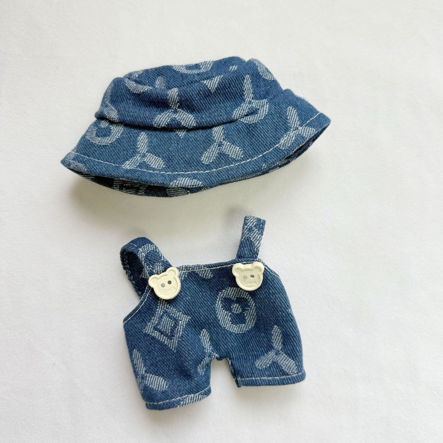 Labubu Series 1/2/3 Outfit - Denim Clover Set for Keychain Doll Clothes Streetwear