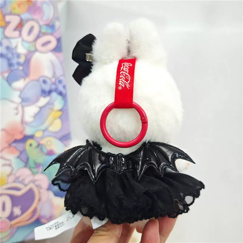 Labubu Sitting Doll Outfit - Devil Bat Wings & Black Chiffon Skirt for Keychain