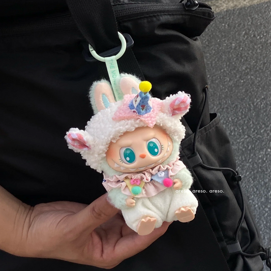 POP MART Labubu Doll Clothes - Birthday Sheep Outfit for Sit-Sit Party Gen 1/2/3 Vinyl Figures 17cm (No Doll Included) | Keychain-Compatible